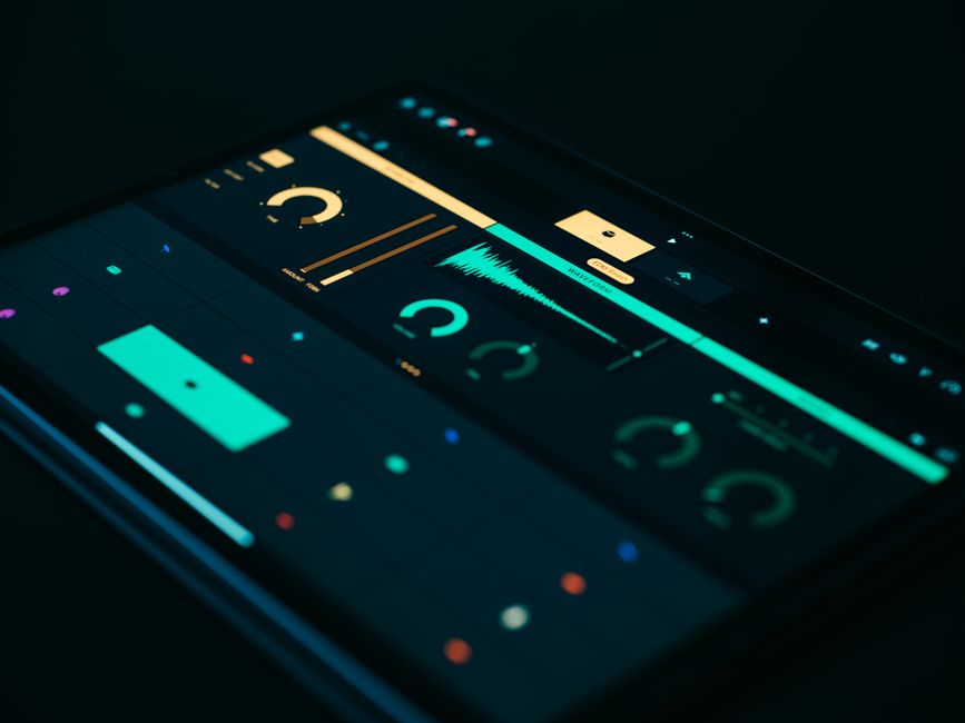 Tablet mostrando visualizador de sonido