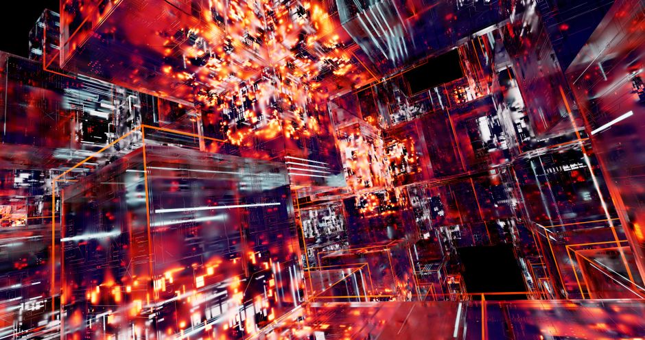 Arte digital abstracto con cubos futuristas